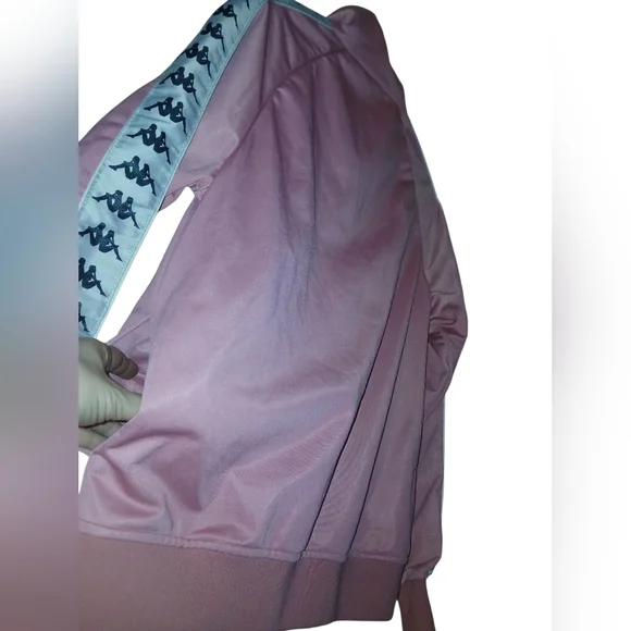 Kappa Pink Track Jacket W/ White Striped Logo On Sleeves Size Small - Picture 2 of 15